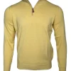 ALAN PAINE SELHURST QUARTER ZIP SWEATER - LEMON