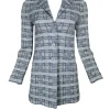 AMINA RUBINACCI PLAID LONG JACKET - BLUE MIX