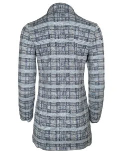AMINA RUBINACCI PLAID LONG JACKET - BLUE MIX