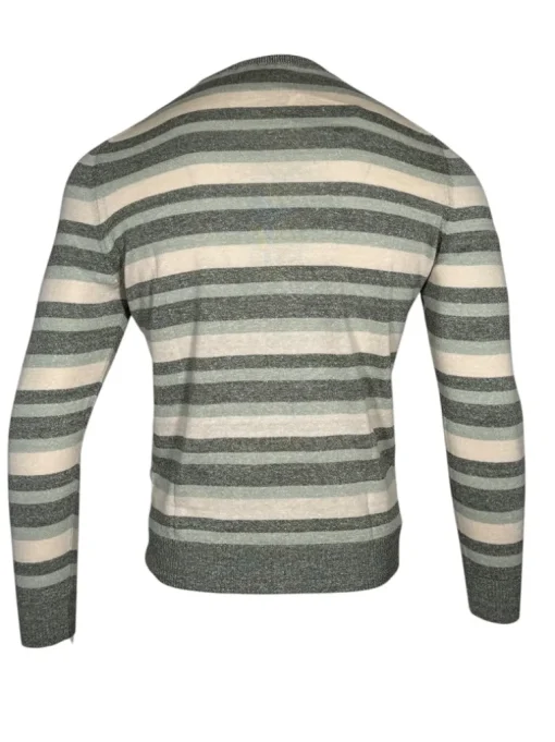 BUTTON DOWN MEN’S STRIPED CREW SWEATER - GREEN MIX
