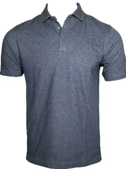 BUTTON DOWN MEN'S TECH POLO - ADMIRAL BLUE HEATHER