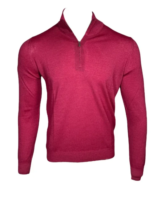 BUTTON DOWN VINTAGE 1/4 ZIP SWEATER - RASPBERRY