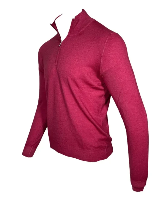 BUTTON DOWN VINTAGE 1/4 ZIP SWEATER - RASPBERRY