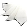 DION LINEN POCKET SQUARE - WHITE WITH BLACK TRIM