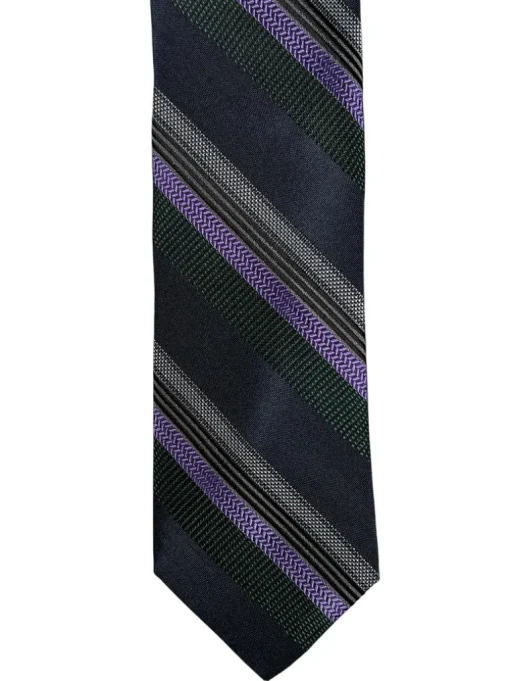 DION SILK TIE - FOREST STRIPE