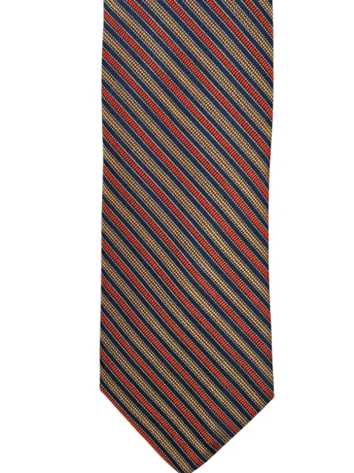 DION SILK TIE - ORANGE/MELON FINE STRIPE