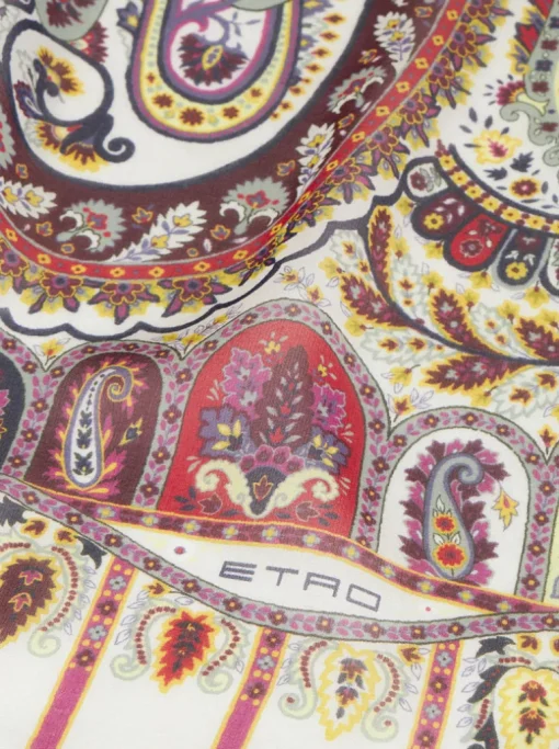 ETRO SILK SCARF - WHITE & RED PAISLEY