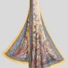 ETRO VISCOSE & CASHMERE SCARF - YELLOW & BLUE PAISLEY
