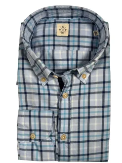 GMF 965 MEN'S COTTON SPORT SHIRT - BLUE CHECK