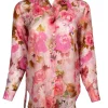 HUBERT GASSER FLORAL BACK SPLIT SHIRT - FUCSIA