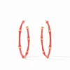 JULIE VOS LARGE BAMBOO HOOP - CORAL ENAMEL