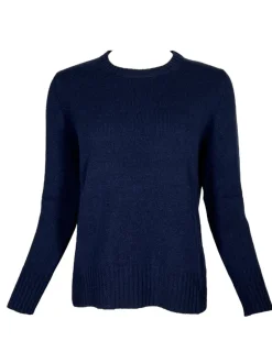 KANGRA CASHMERE/MERINO DROP BACK SWEATER - NAVY