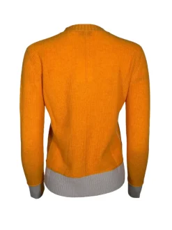 KINROSS CONTRAST TRIM RIB CREW SWEATER - ORANGINA