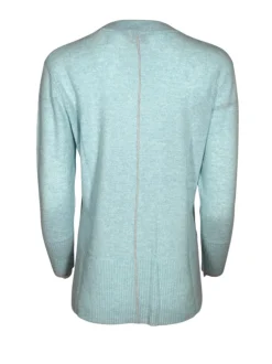 KINROSS EASY HI-LOW TIPPED VEE SWEATER - SURF