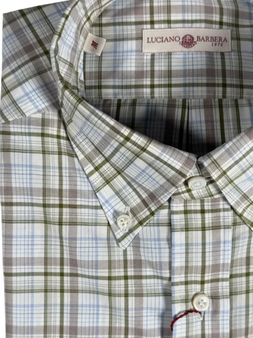 LUCIANO BARBERA SPORT SHIRT - GREEN/BLUE CHECK