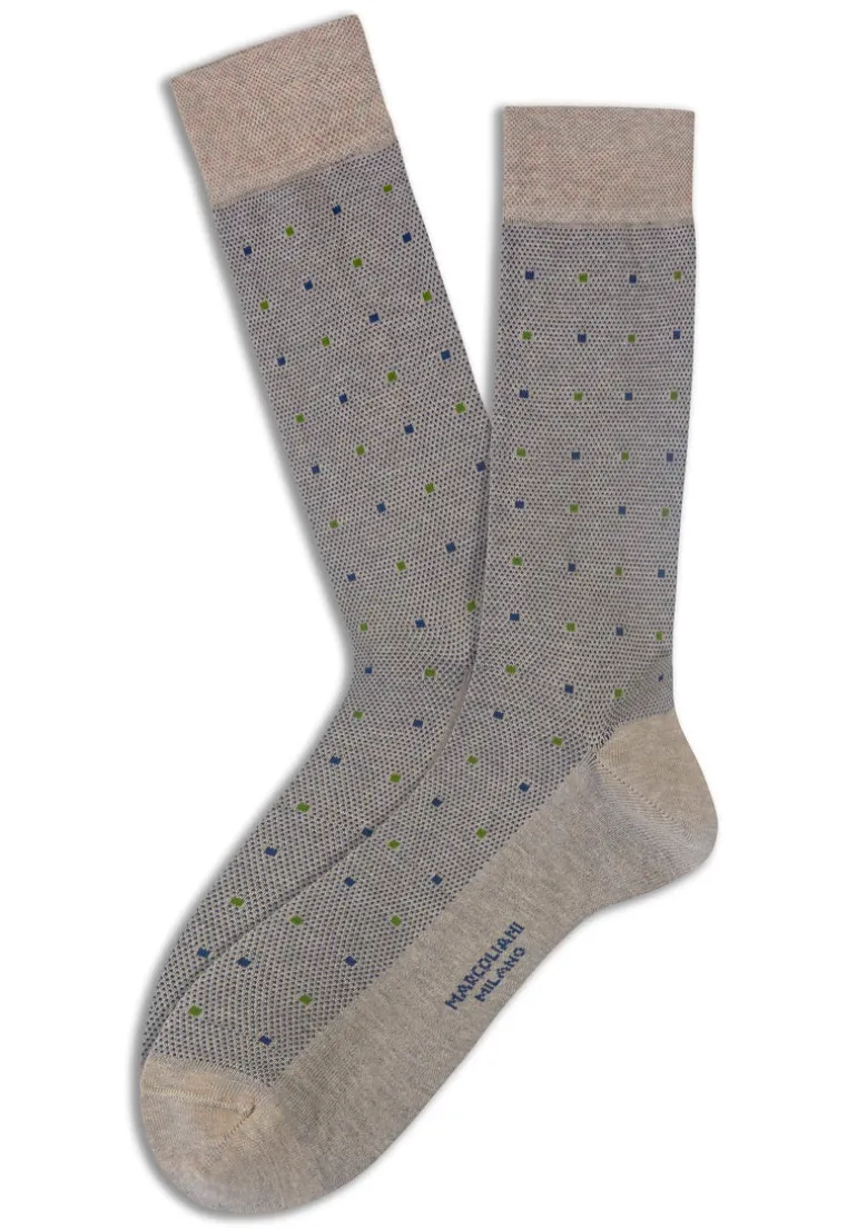 MARCOLIANI CONTEMPORARY DOTS CALF SOCK - BEIGE