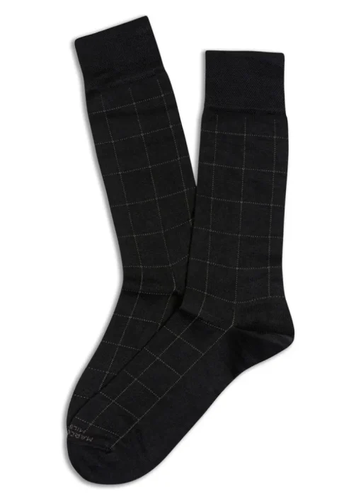 MARCOLIANI MOUSSE OF MODAL WINDOWPANE CALF SOCK - BLACK