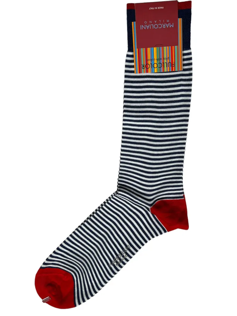 MARCOLIANI PALIO STRIPE CALF SOCK - WHITE