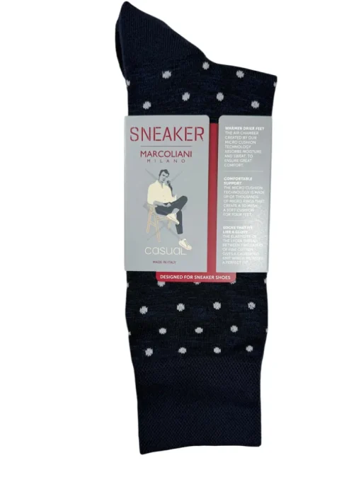 MARCOLIANI PIMA COTTON POLKA DOT SNEAKER SOCK - NAVY
