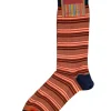 MARCOLIANI PIMA COTTON SIMPLE STRIPE CALF SOCK - ORANGE