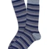 MARCOLIANI PIMA COTTON SIMPLE STRIPE CALF SOCK - NAVY