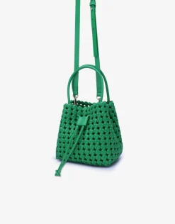 REMI/REID PERRIE BUCKET MINI WOVEN SQUARE BAG - LIME