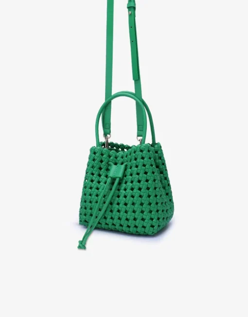 REMI/REID PERRIE BUCKET MINI WOVEN SQUARE BAG - LIME