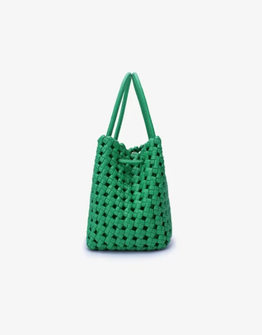 REMI/REID PERRIE BUCKET MINI WOVEN SQUARE BAG - LIME