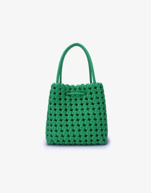 REMI/REID PERRIE BUCKET MINI WOVEN SQUARE BAG - LIME