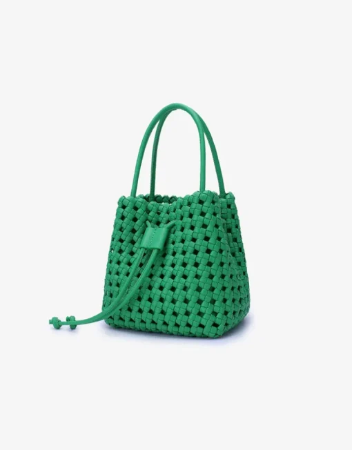 REMI/REID PERRIE BUCKET MINI WOVEN SQUARE BAG - LIME