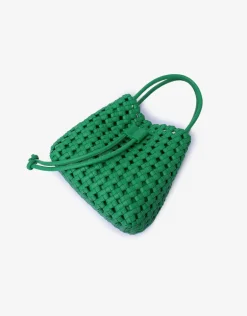 REMI/REID PERRIE BUCKET MINI WOVEN SQUARE BAG - LIME
