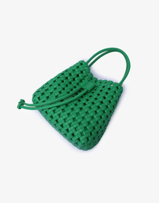 REMI/REID PERRIE BUCKET MINI WOVEN SQUARE BAG - LIME