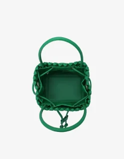 REMI/REID PERRIE BUCKET MINI WOVEN SQUARE BAG - LIME