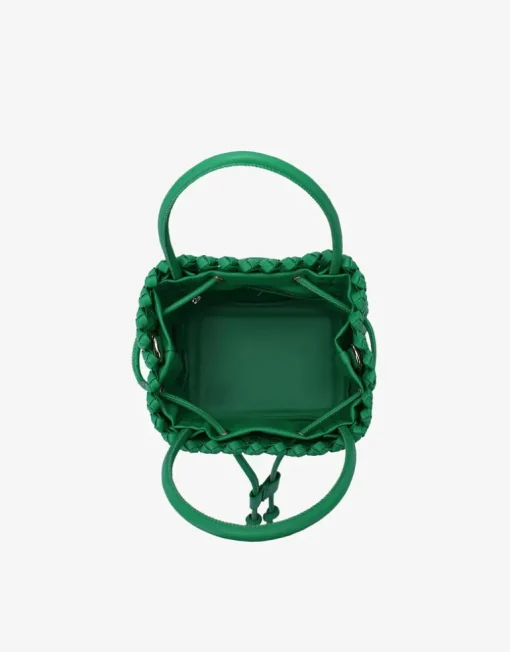 REMI/REID PERRIE BUCKET MINI WOVEN SQUARE BAG - LIME
