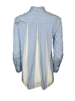 ROSSO 35 BACK PLEATED STRIPED SHIRT - LIGHT BLUE