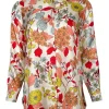 ROSSO 35 SILK FLORAL SHIRT - MULTICOLOR ON WHITE