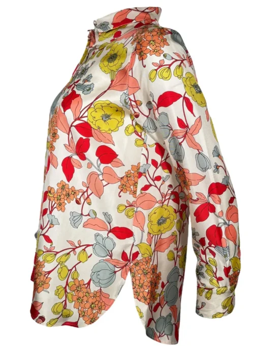 ROSSO 35 SILK FLORAL SHIRT - MULTICOLOR ON WHITE