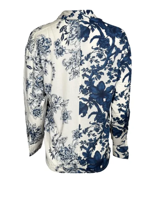 VLT'S BY VALENTINA'S FLORAL BLOUSE - BLUE/WHITE