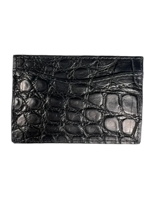 W.KLEINBERG ALLIGATOR FLAT CARD CASE - BLACK