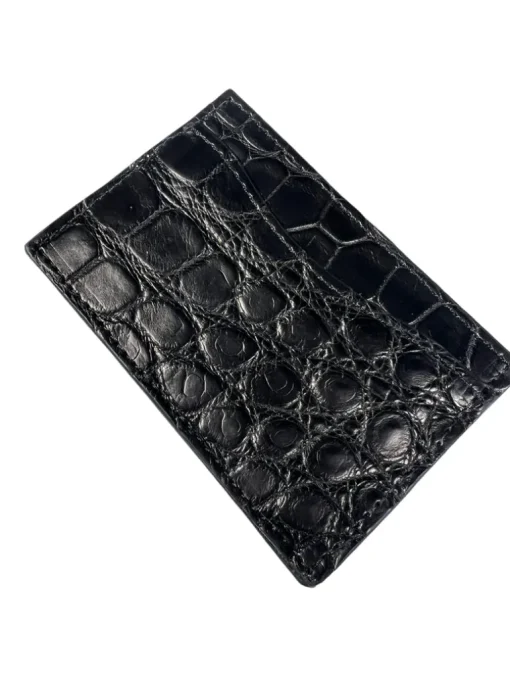 W.KLEINBERG ALLIGATOR FLAT CARD CASE - BLACK